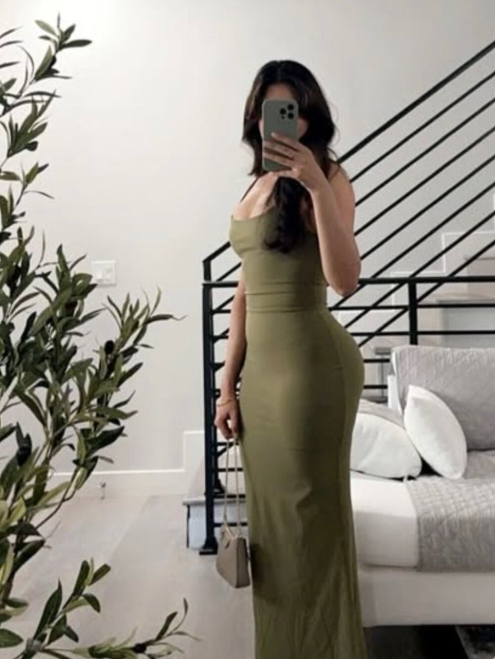green bodycon maxi